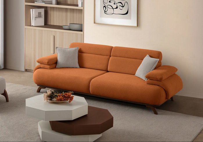 Atelier Del Sofa Bonjo Walnut - Sofá de 3 plazas Rojo azulejo Atelier Del Sofa Bonjo Walnut - Sofá de 3 plazas Rojo azulejo